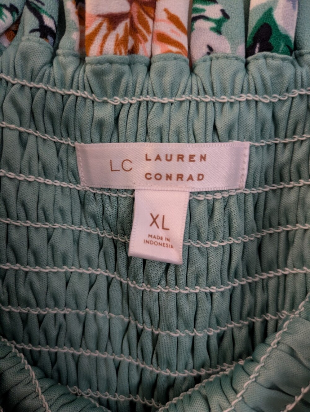 LC Lauren Conrad Mint Floral Smocked Midi Dress - Picture 5 of 6